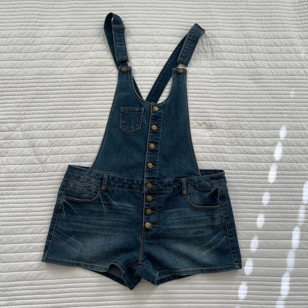 Denim short overalls